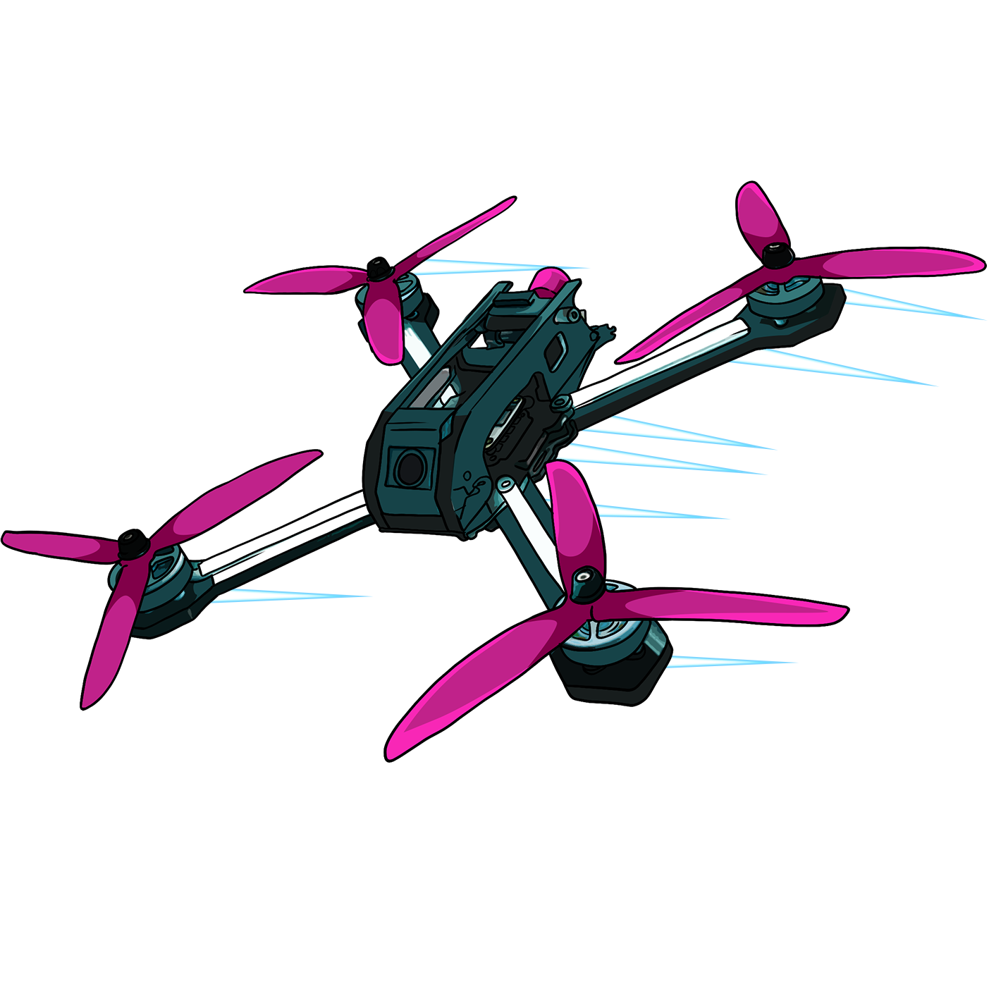 125_Viki_d Drawn FPV racer with purple motors and fins