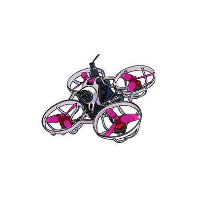 whoop-square Drawn FPV racer with purple motors and fins